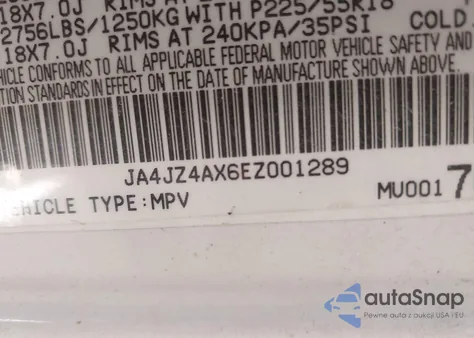 2014 Mitsubishi Outlander Gt z USA, uszkodzony, nr VIN JA4JZ4AX6EZ001289